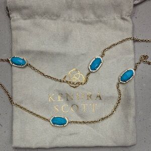 Kendra Scott Long Necklace with Bright Turquoise Stones